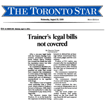 Toronto Star 1999-08-25 - Ont.C.A. modifies Poulton costs award
