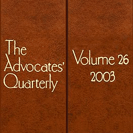 26 Advocates Quarterly 345-390 (2003) Perell paper discusses Amberwood