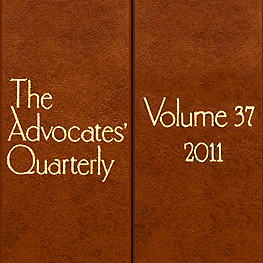 37 Advocates’ Quarterly 40 (2011) - Kligman paper cites Poulton, discusses Megens & McNamara