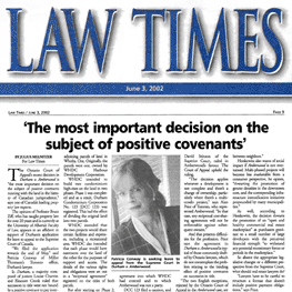 Law Times (June 3, 2002) p9 - Amberwood win in Ont.C.A.