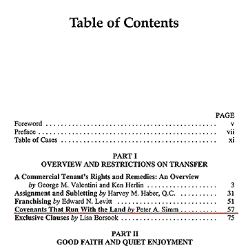 Tenant's Rights (1998) - Table of Contents listing c.4 by Simm - 