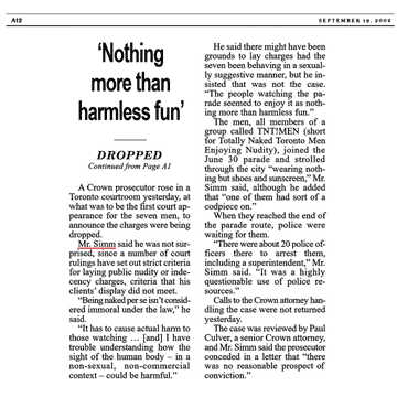 National Post 2002-09-19 p.A12 (continued from p.A1) - Simm convinces Crown to drop charges pt2