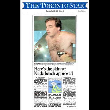 Toronto Star 1999-05-13  p.B1 (and B5) - Toronto Council creates Hanlan's Point CO-zone