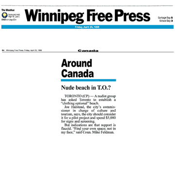 Winnipeg Free Press 1999-04-23 - Hanlan's Point CO-zone proposed
