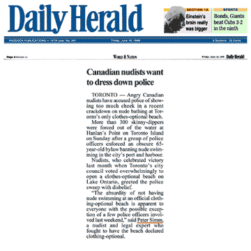 Arlington Heights [suburban Chicago, IL] Daily Herald  p4 1999-06-18 - Police harass swim
