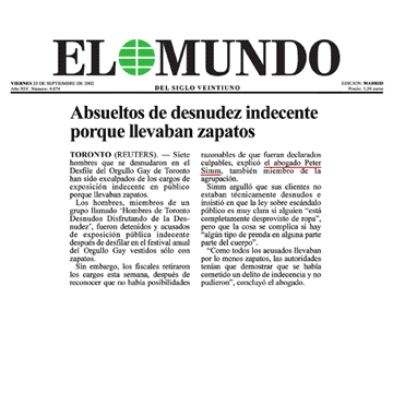 El Mundo [Madrid, Spain; plus an online edition for Latin America] 2002-09-20 - Charges gone