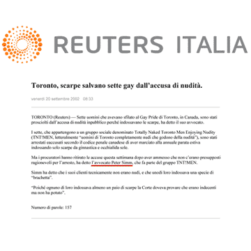 Reuters Italia 2002-09-20 - Simm convinces prosecutors to drop charges