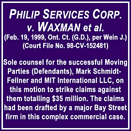 Philip Services (1999) (Ont. Ct. (G.D.)) (unreported) - motion to strike