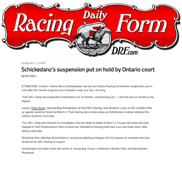 Daily Racing Form (U.S.A.) 2011-03-06 - Simm wins OntDicCt stay of Schickedanz suspension