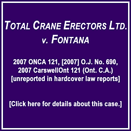 Total Crane v Fontana 2007 ONCA 121
