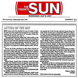 Toronto Sun 1997-07-22 - Letter of the Day, by Simm (re Rule of Law)