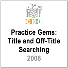 Practice Gems: Title & Off-Title Searching (LSUC CPD 2006) - c.8 by de Rijke - cites Morray