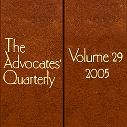 29 Advocates Quarterly 476 (2005) - Perell J.'s paper discusses Simm 1998 