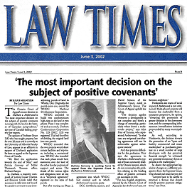 Law Times (June 3, 2002) p.9 - full-page article on Amberwood