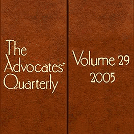 29 Advocates Quarterly 476 (2005) - Perell paper discusses Amberwood