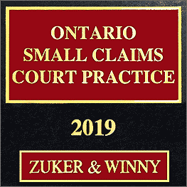 Ontario Small Claims Court Practice 2019 - Zuker & Winny - sums Kraft
