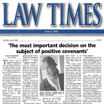 Law Times 2002-06-03 - Simm co-counsel for winning party in Amberwood in Ont.C.A.