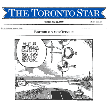 Toronto Star 1999-06-22 p.A18 - Editorial cartoon re Hanlan's Point CO-zone