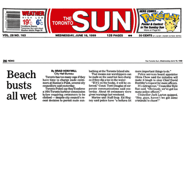 Toronto Sun 1999-06-16 p26 - Police harass swim