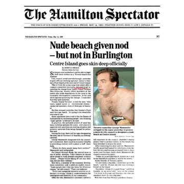 Hamilton Spectator 1999-05-14 - Toronto Council creates Hanlan's Point CO-zone