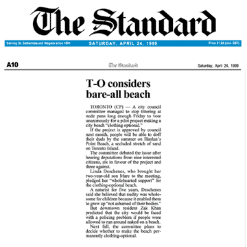 St Catherines Standard 1999-04-24 - Committee OKs Hanlan's Point CO-zone