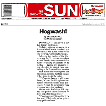 Edmonton Sun 1999-06-16 - Police harass swim