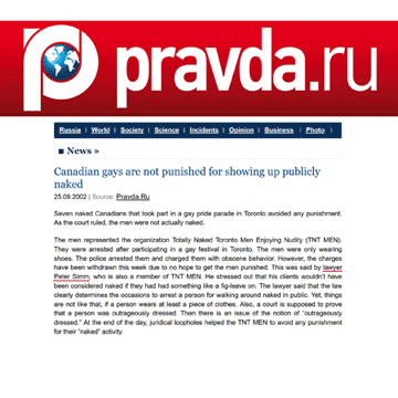 Pravda [Russia; founded by Lenin as Communist propaganda organ] 2002-09-25 - Charges gone