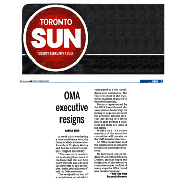 Toronto Sun 2017-02-07 - OMA exec resigns